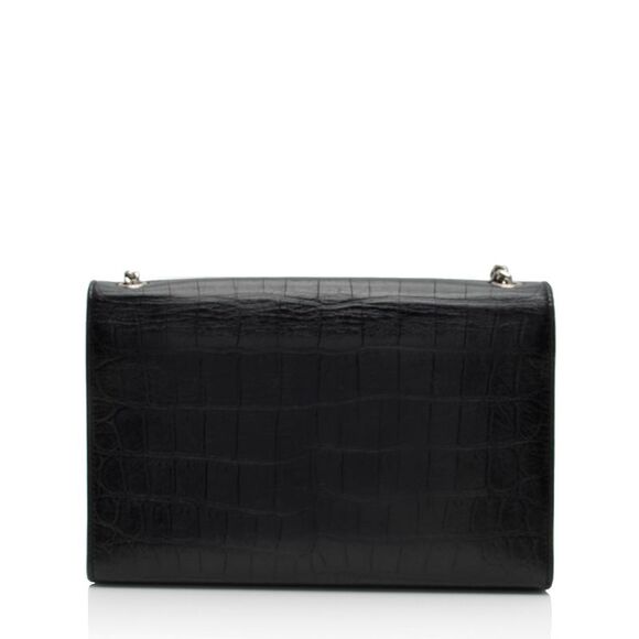 Saint Laurent Croc Embossed Leather Monogram Kate Tassel Medium Shoulder Bag - Picture 3 of 16